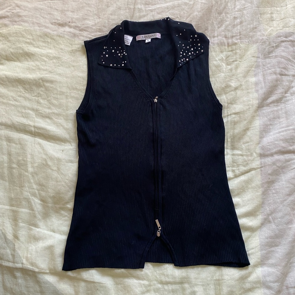 90s collared double zip top
